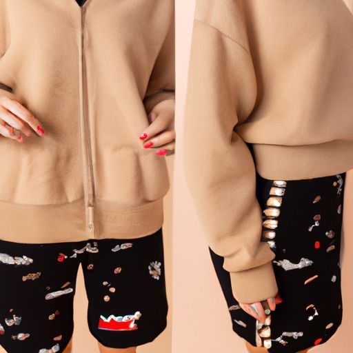 Shorts impressos com zíper feminino cardigan de malha grossa terno casual solto manga comprida suéter conjunto de duas peças 2021 outono inverno nova manga longa