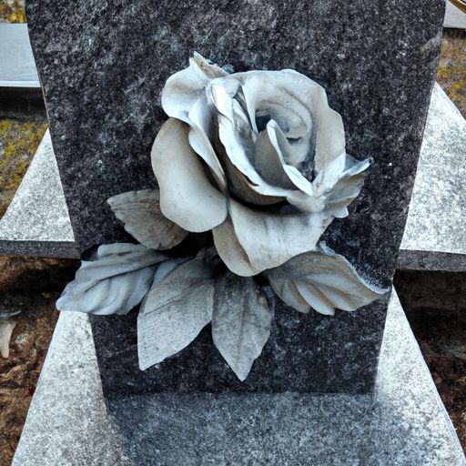 墓碑生动花岗岩花纪念碑石白色大型简约设计天然石玫瑰墓碑 BLVE 黑色