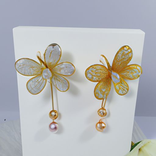 蝴蝶花朵设计 4×6 3×5 梨形镀金不锈钢细切可爱礼物适合礼品派对西式婚礼耳环帕斯顿莫桑石珠宝冰镇