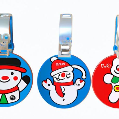 Reel ID Card Holder Cute reel badge holder Acrylic Santa Claus Snowman Metal Clips Badges Holder Custom Christmas Style Stretchable Badge