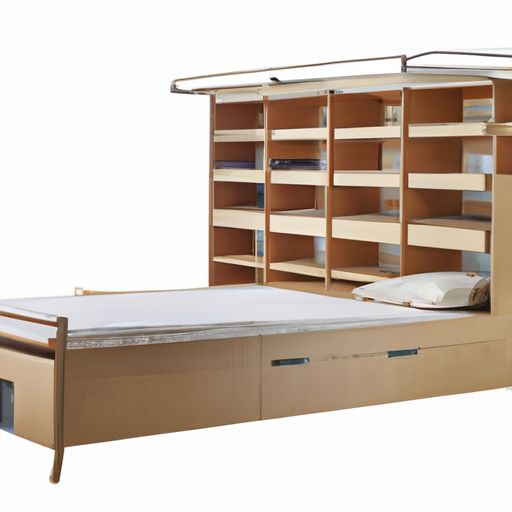 दीवार बिस्तर बहुक्रियाशील दीवार बिस्तर मर्फी लकड़ी के बिस्तर फ्रेम किंग बेड बुककेस के साथ सनराइज लकड़ी के फोल्डिंग डेस्क बुककेस