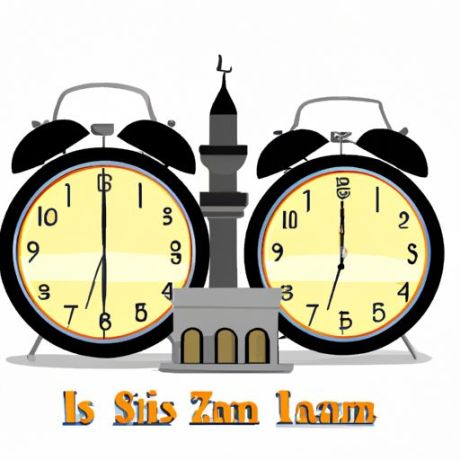 伊斯兰清真寺警报城市代码阿赞时间穆斯林祈祷崇拜的时钟艺术手表