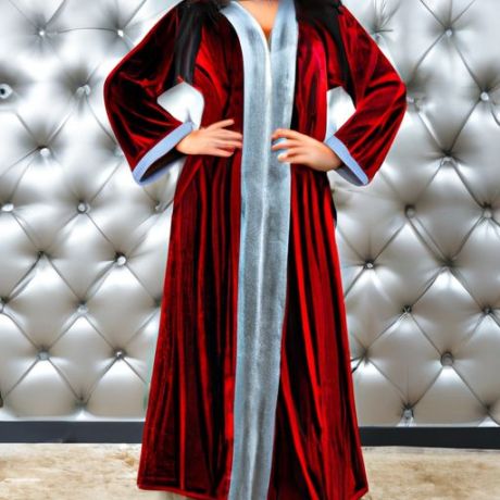 Fas Müslüman Kadınlar Kadife Elbise Müslüman tilki georgette Abaya taklidi ile Toptan Dubai Türk Kaftan Elbise