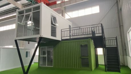 The combination of container house and green building concept.